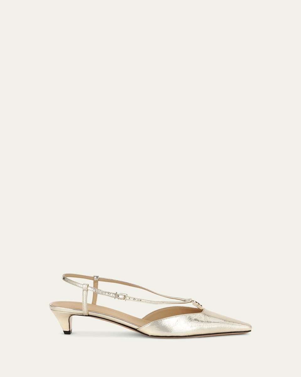 Fold Metallic 4G Ankle-Strap Pumps